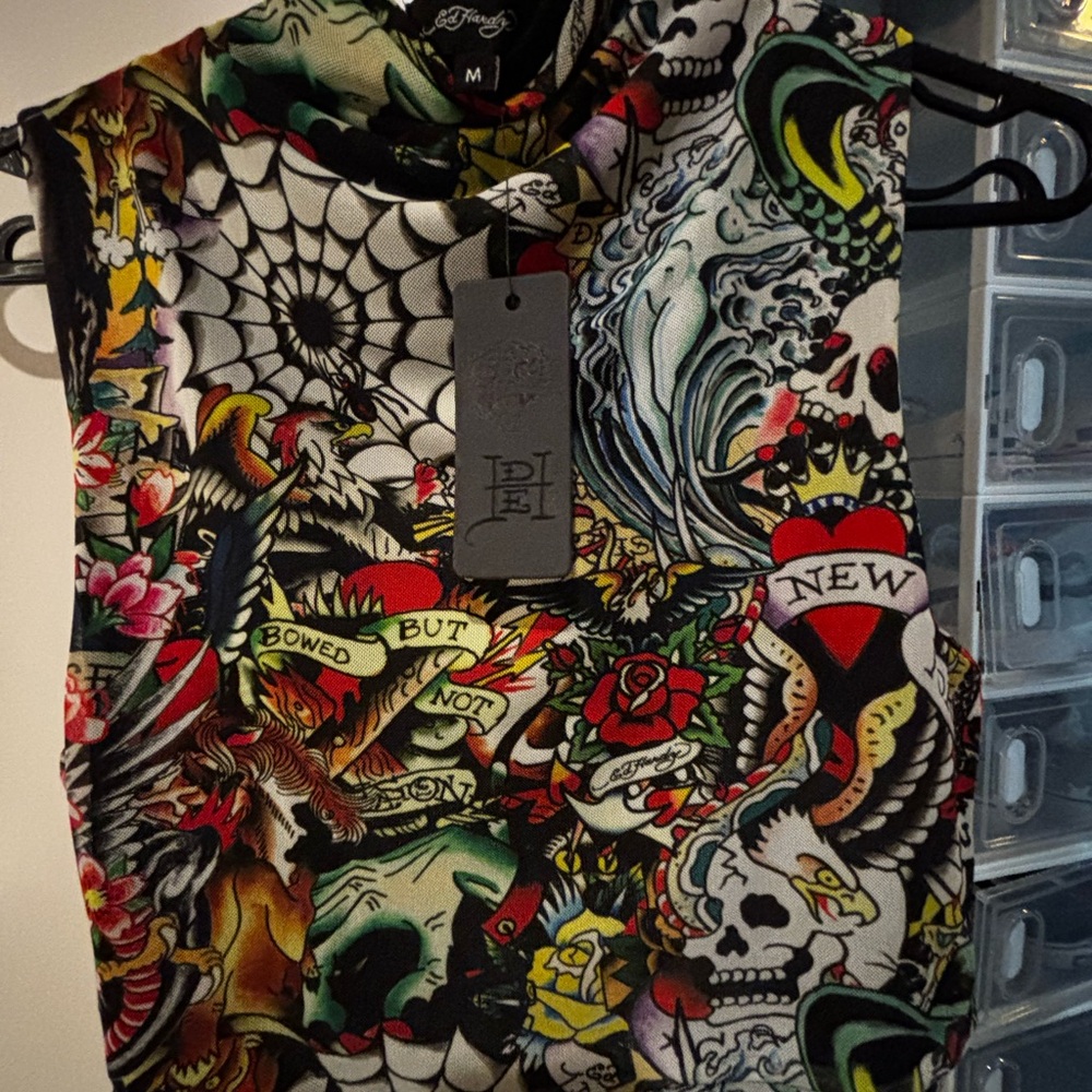 Ed Hardy Multicolor Graphic mesh with lining top and skirt - Picture 4 of 5